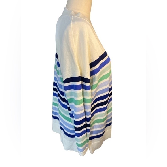 Talbots Cardigan Striped V-neck Cotton sweater - Picture 2 of 6